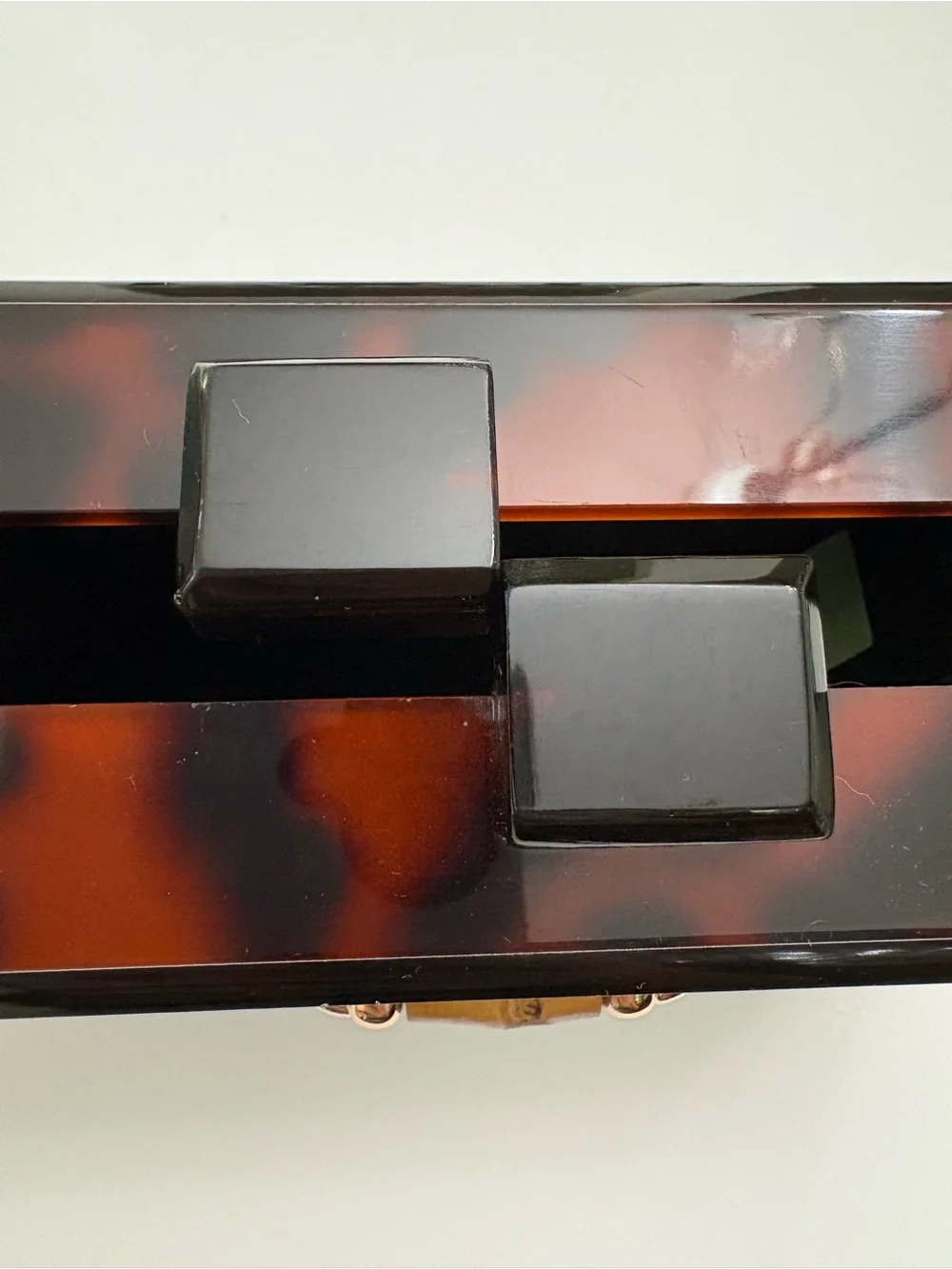Lisi Lerch Tortoiseshell Acrylic Box Clutch Bag